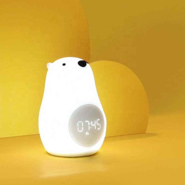 White Cartoon Bear Silica Gel Led Sensor Night Light