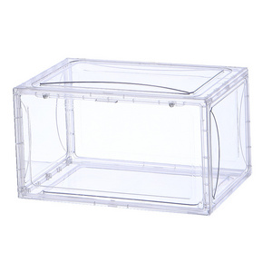 Drop Front Stackable Shoe Box magnets sneaker crates 2021 Acrylic wholesale Shoe case custom Clear Transparent Sneaker box