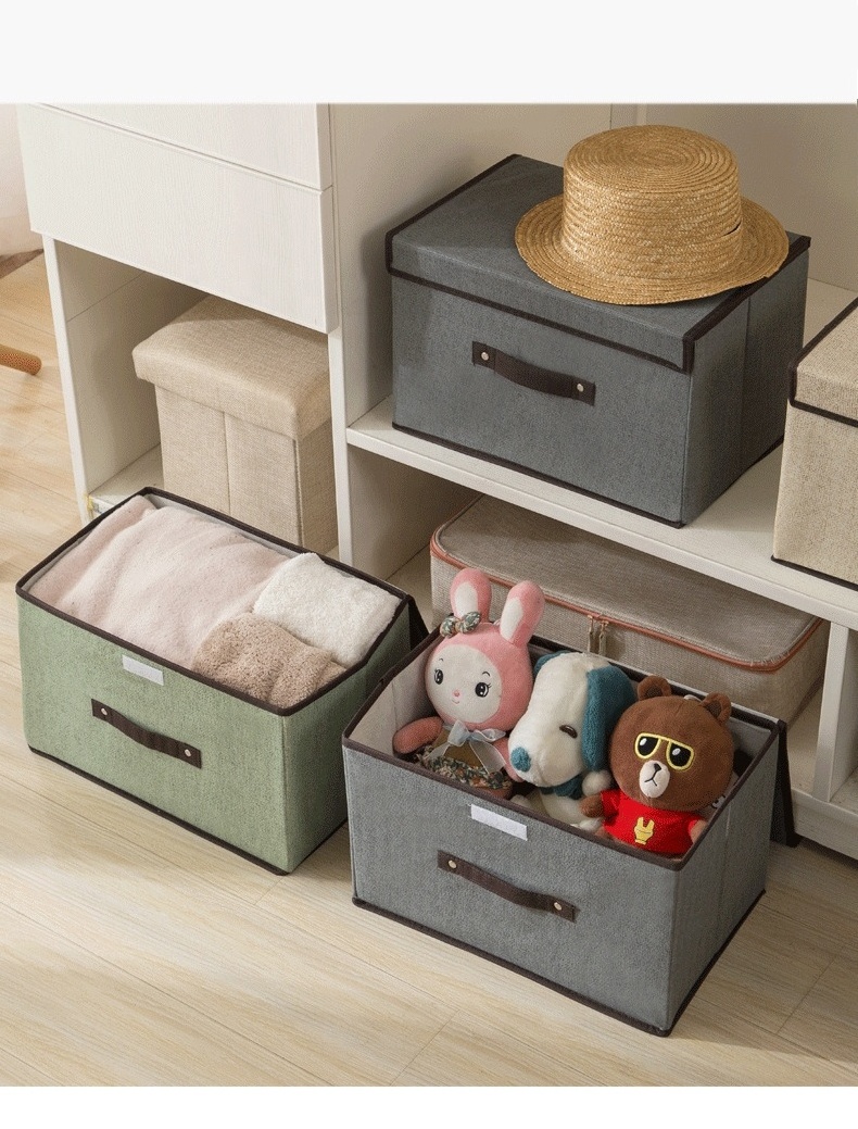 Non-woven Fabric Wardrobe Toy Clothes Collapsible Storage Organizer Drawer Cube Storage Bin With Lid Divided Storage Box Cube