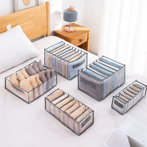 Linen Fabric Bar and Clothes Organizer of Wardrobe Drawer 3-piece set Foldable Underwear Storage Box for Panty Socks