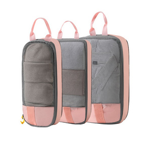 3pcs/set Polyester waterproof material folding packing cubes travel storage bag organizer