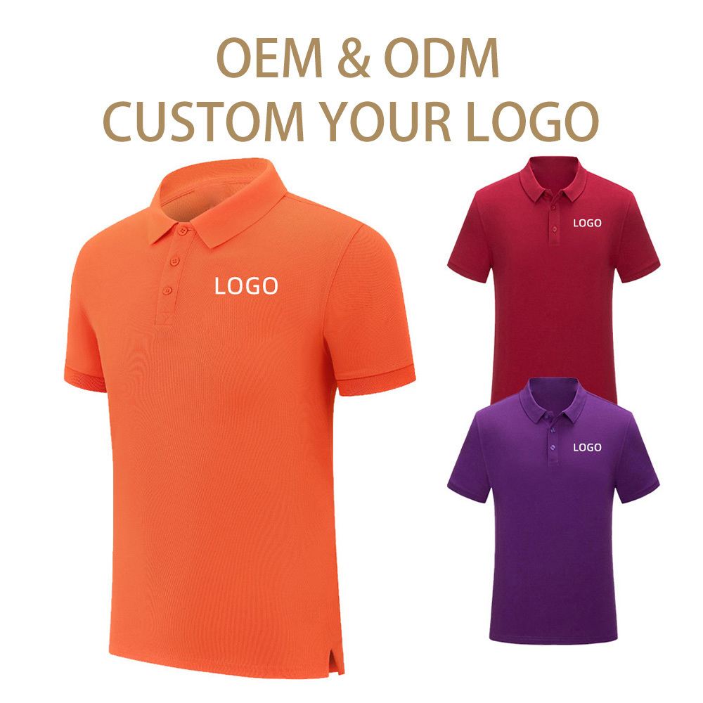 Company Logo Printed custom pink and black polo shirts Solid Color Collar polo shirts custom logo