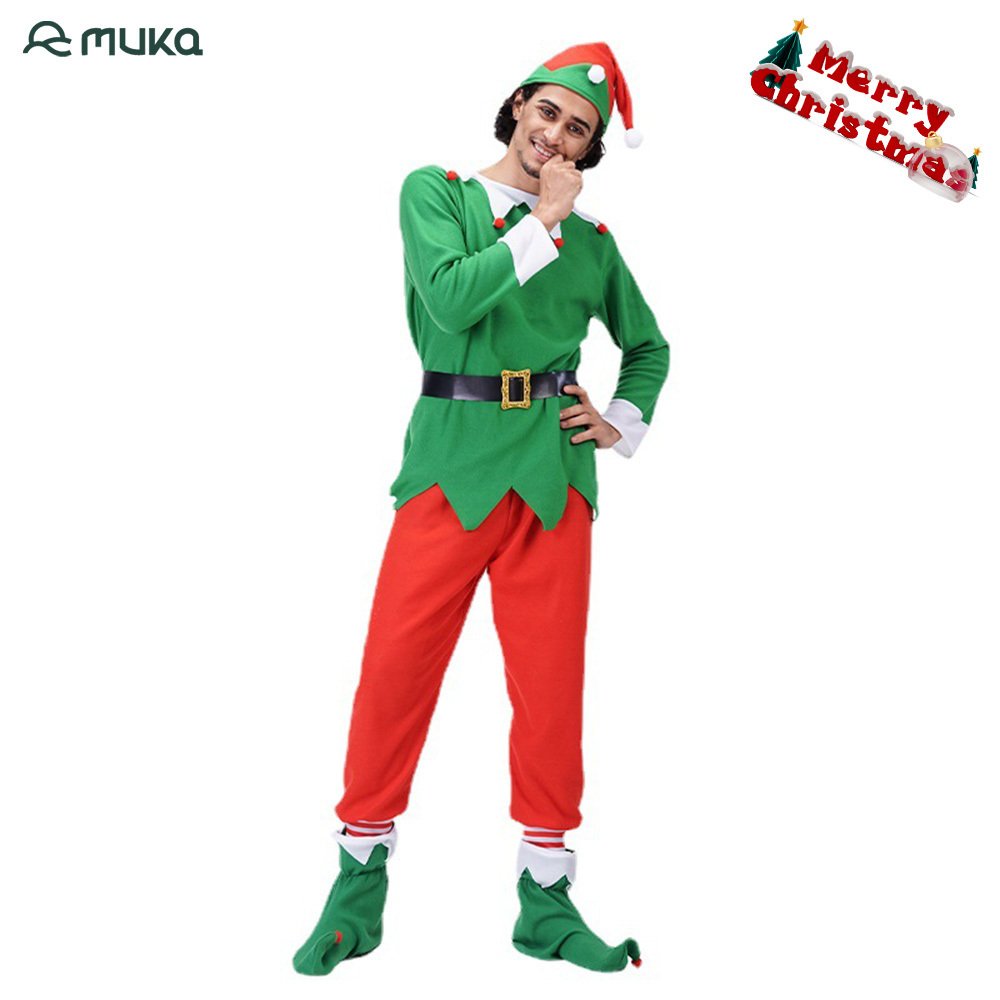 Factory Sale Unisex Adult Simply Christmas Party Men's Cosplay  Fancy Dress Cos Elf Costume For Halloween Party