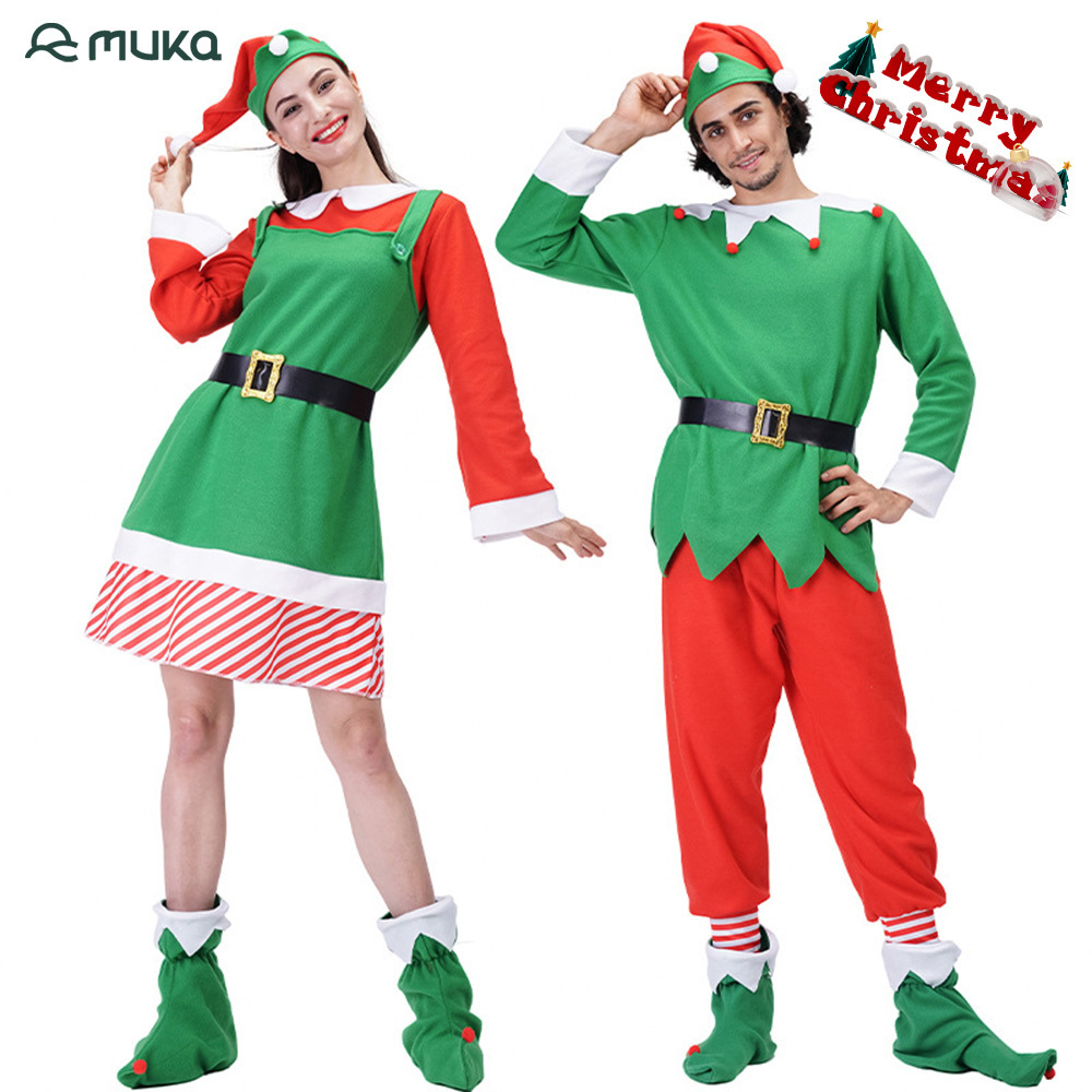 Factory Sale Unisex Adult Simply Christmas Party Men's Cosplay  Fancy Dress Cos Elf Costume For Halloween Party