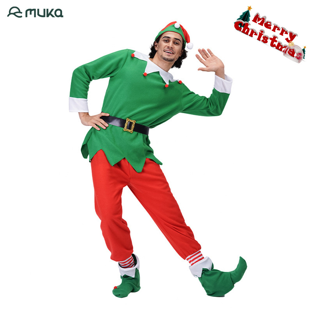 Factory Sale Unisex Adult Simply Christmas Party Men's Cosplay  Fancy Dress Cos Elf Costume For Halloween Party