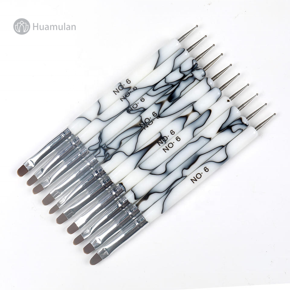 2023 Huamulan new design brush on nail glue double use air brush ombre nail dotting french gel brush for nails