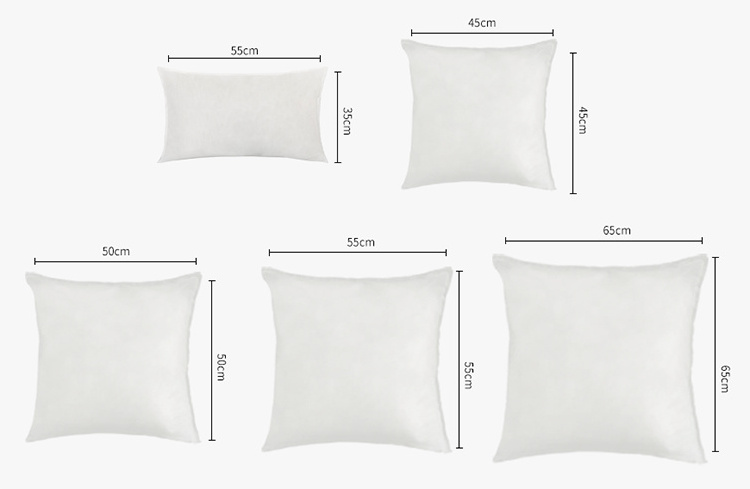 Wholesale white 100% polyester fill 18x18 45*45 50x50cm cheap vacuum sofa pillow cushion brush comfort pillow cushion insert