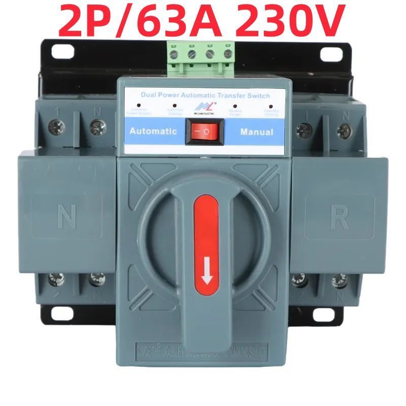 2p ats dual ats Automatic Transfer Switch Changeover Switches Din Rail Type to Generator ats 63A Switch 230V AC