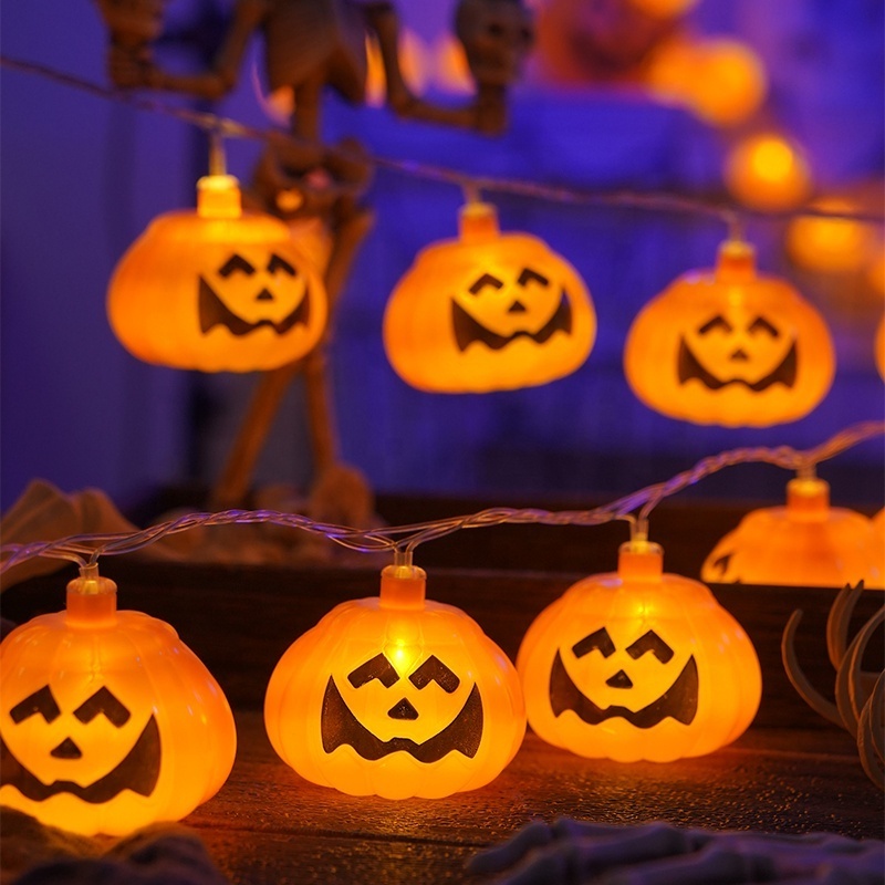 Halloween decoration pumpkin warm white battery string lights with copper wire for holiday decorative