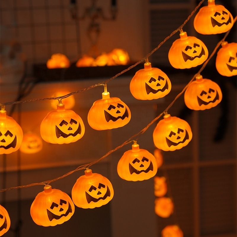 Halloween decoration pumpkin warm white battery string lights with copper wire for holiday decorative