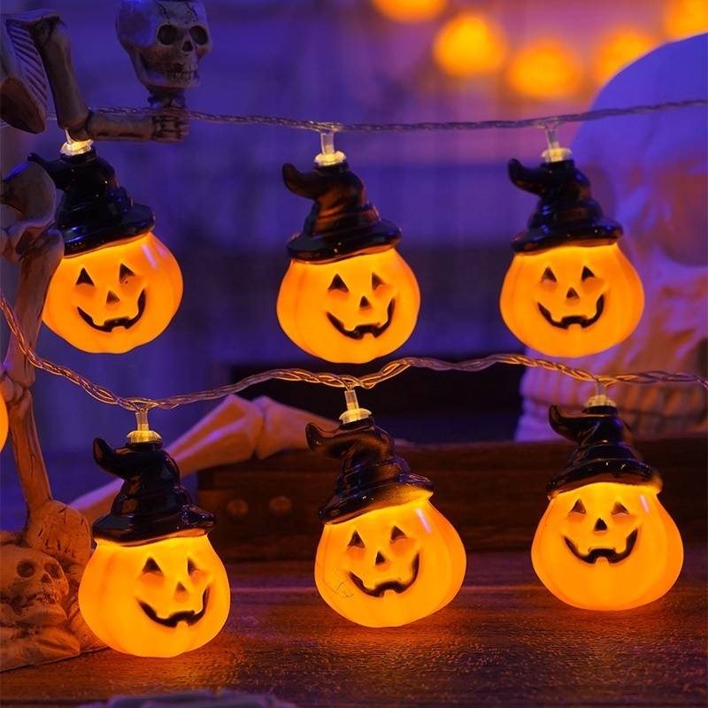 Halloween decoration pumpkin warm white battery string lights with copper wire for holiday decorative