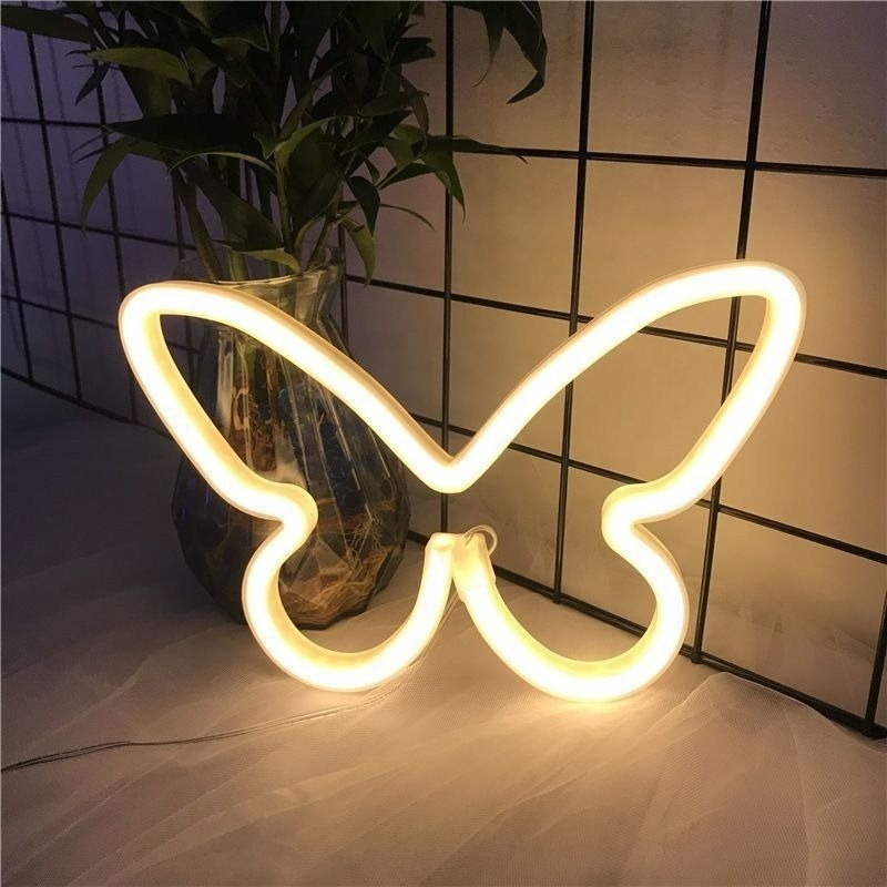 butterfly led neon lights battery operated Wall Art Sign for Kids Bedroom Home Party Decoration