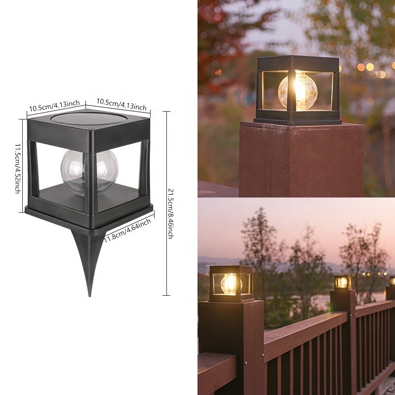 New Design Square Shape Led Pillar Lamp Solar Post Pillar Light Outdoor For Garden Fence Luminous