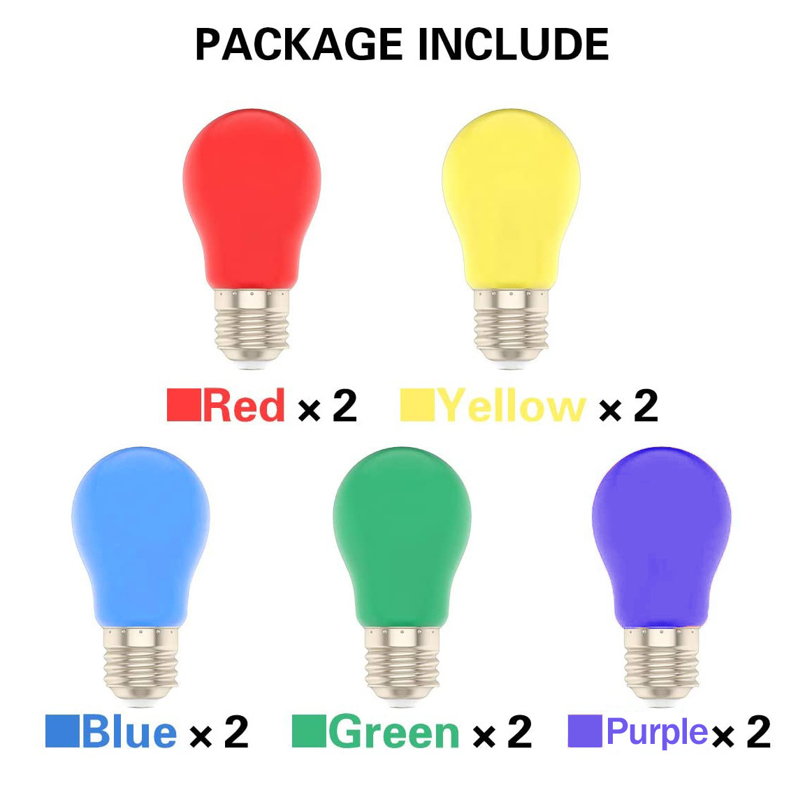 In Stock In Italy, LED E27 Screw Bulb 2W RGB Filament Bulb,edison Screw Energy Saving Lightbulb, Pack of 10