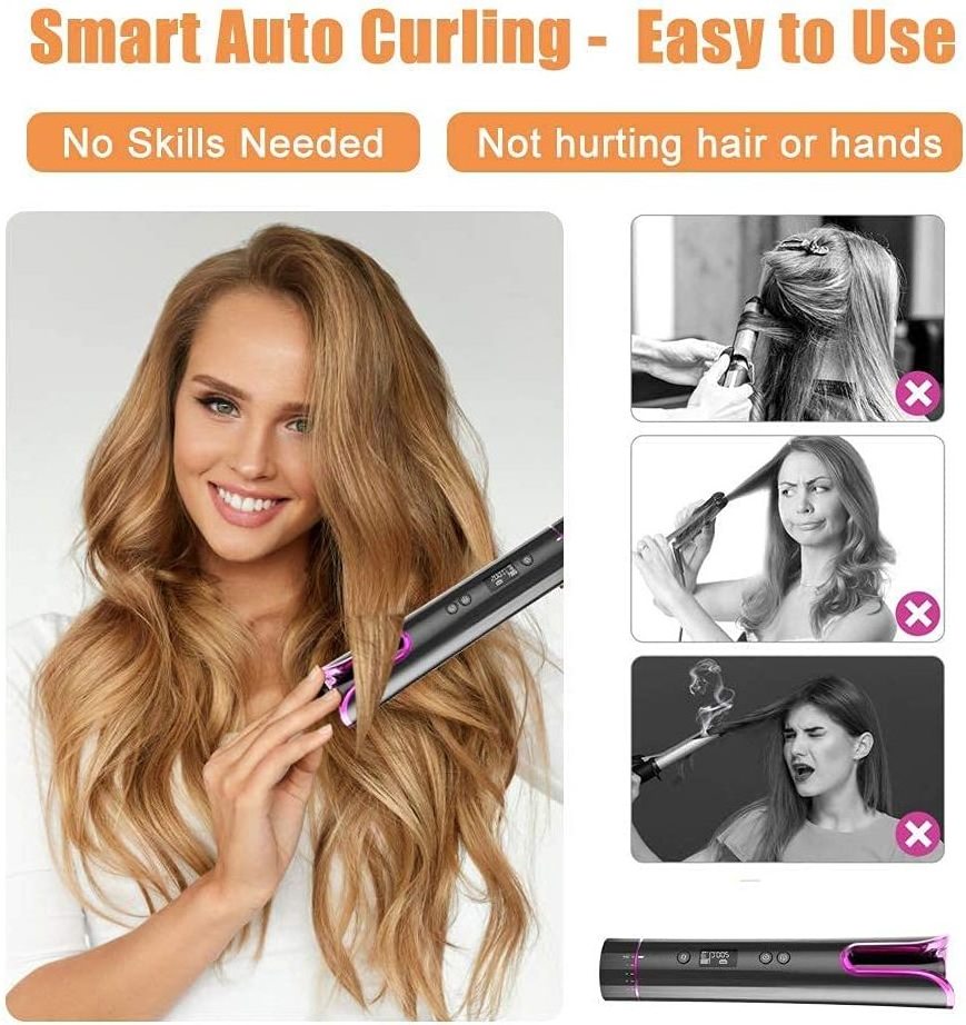 In Stock In Italy, Automatic Curling Iron Professional Curling Iron - Portable Wireless Rechargeable Automatic Curling Iron  Hair Curler