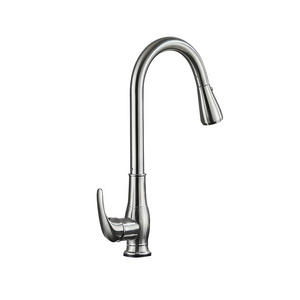 Brushed Nickel Pull Out Kitchen Faucet Hot Cold Mixer Tap 360 Swivel Spout Deck Mounted Stream Sprayer Single Hole Mixer Crane