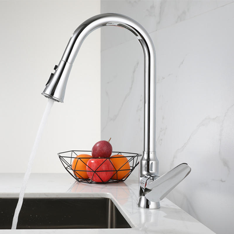 Hot And Cold Water Flexible Hoses For Single Handle Pull-Out Kitchen Faucet And Sink Tap