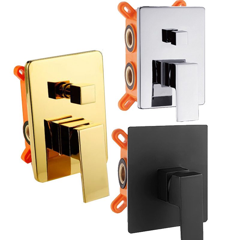 Black Golden Brass Shower Faucet Mixing Valve 1-2-3 Ways Concealed Embedded box Brass Concealed Valve Wall Mount