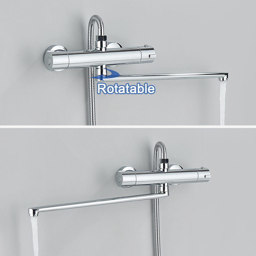 Thermostatic Shower Faucet Mixing Valve Thermostatic Faucets Shower Bathroom Combination Water mixer Bathtub Faucet with handle