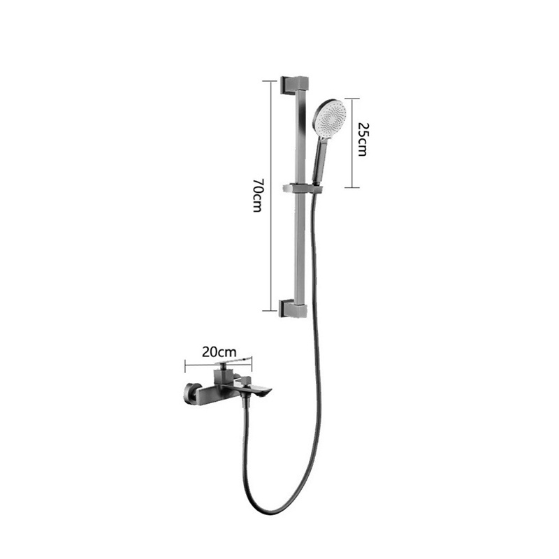 TOP1 Black Hot and cold water mixing valve Bathroom Shower faucet with Wall Mount Slide Bar Set