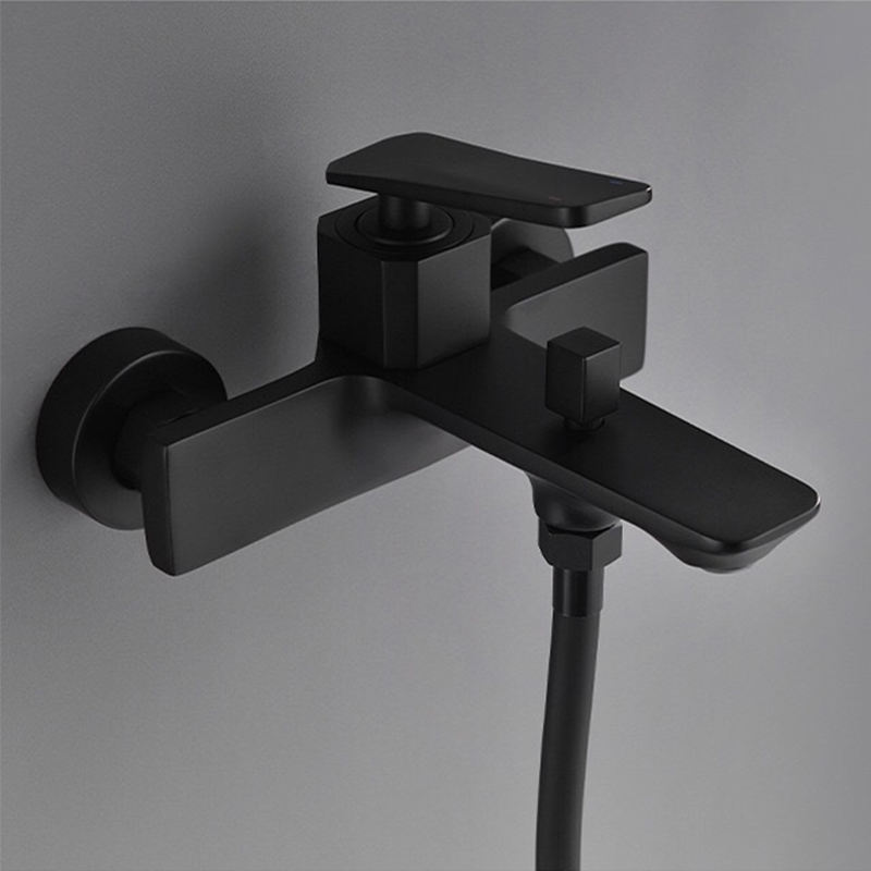 TOP1 Black Hot and cold water mixing valve Bathroom Shower faucet with Wall Mount Slide Bar Set