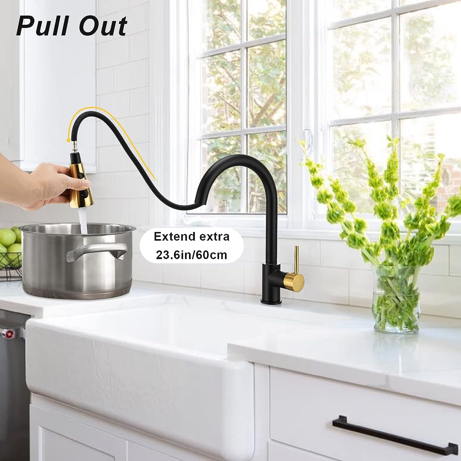 Kitchen Faucets Black Single Handle Pull Out Kitchen Tap Single Hole Handle Swivel 360 Degree Water Mixer Tap Mixer Tap