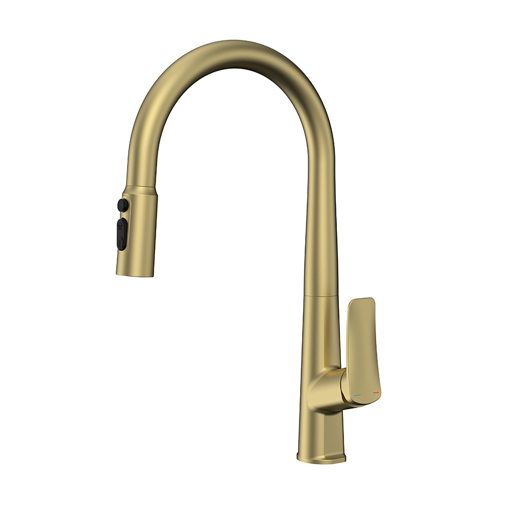 Chrome Sanitary Wares Brass Mixer Single Hole Pullout Kitchen Faucet