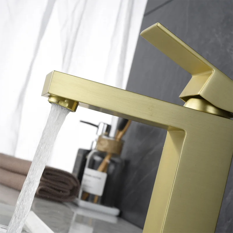 New design Ceramic Cartridge brushed Gold and black Color 304 Stainless Steel Bathroom Basin Mixer Faucets Water Tap