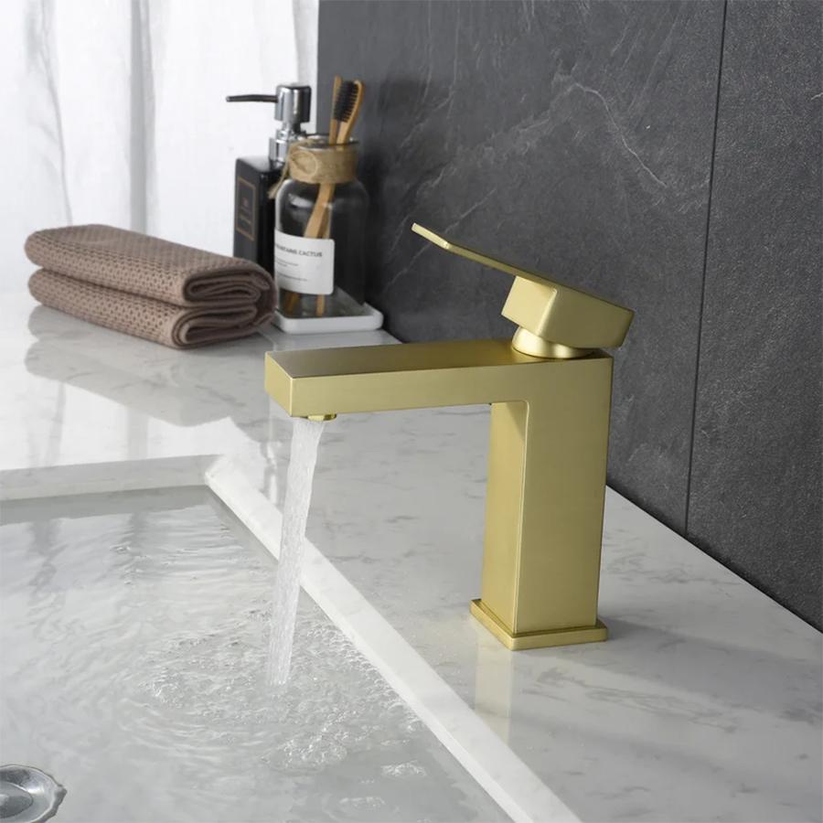 New design Ceramic Cartridge brushed Gold and black Color 304 Stainless Steel Bathroom Basin Mixer Faucets Water Tap