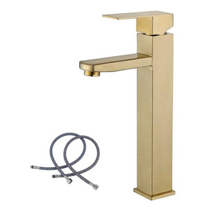 New design Ceramic Cartridge brushed Gold and black Color 304 Stainless Steel Bathroom Basin Mixer Faucets Water Tap