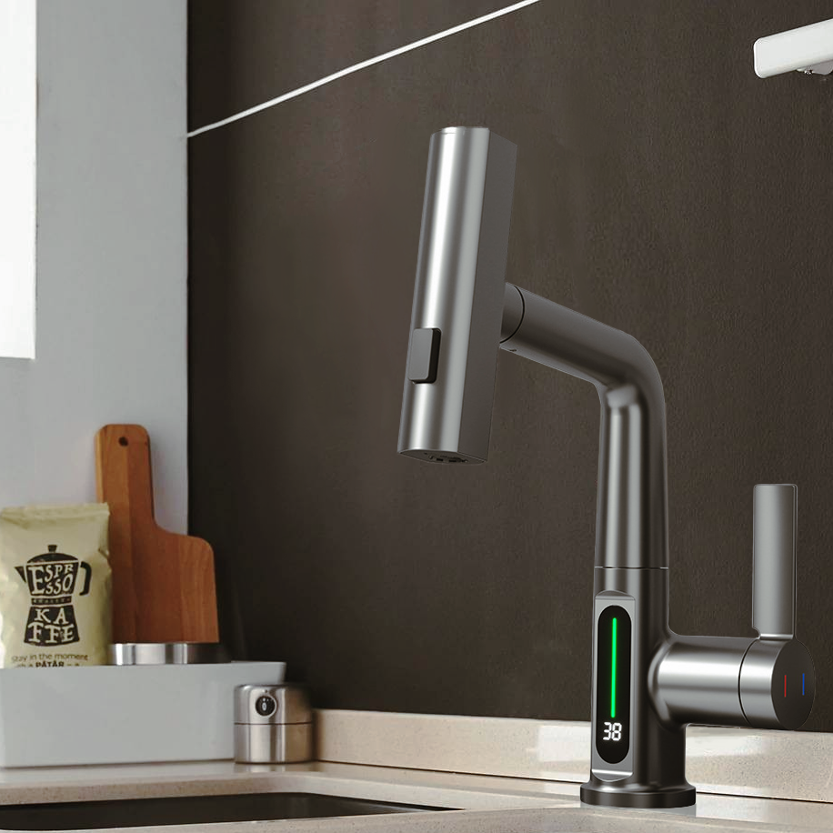 Intelligent Constant Temperature Digital Display Faucet For Tempered Glass Bathroom Sink