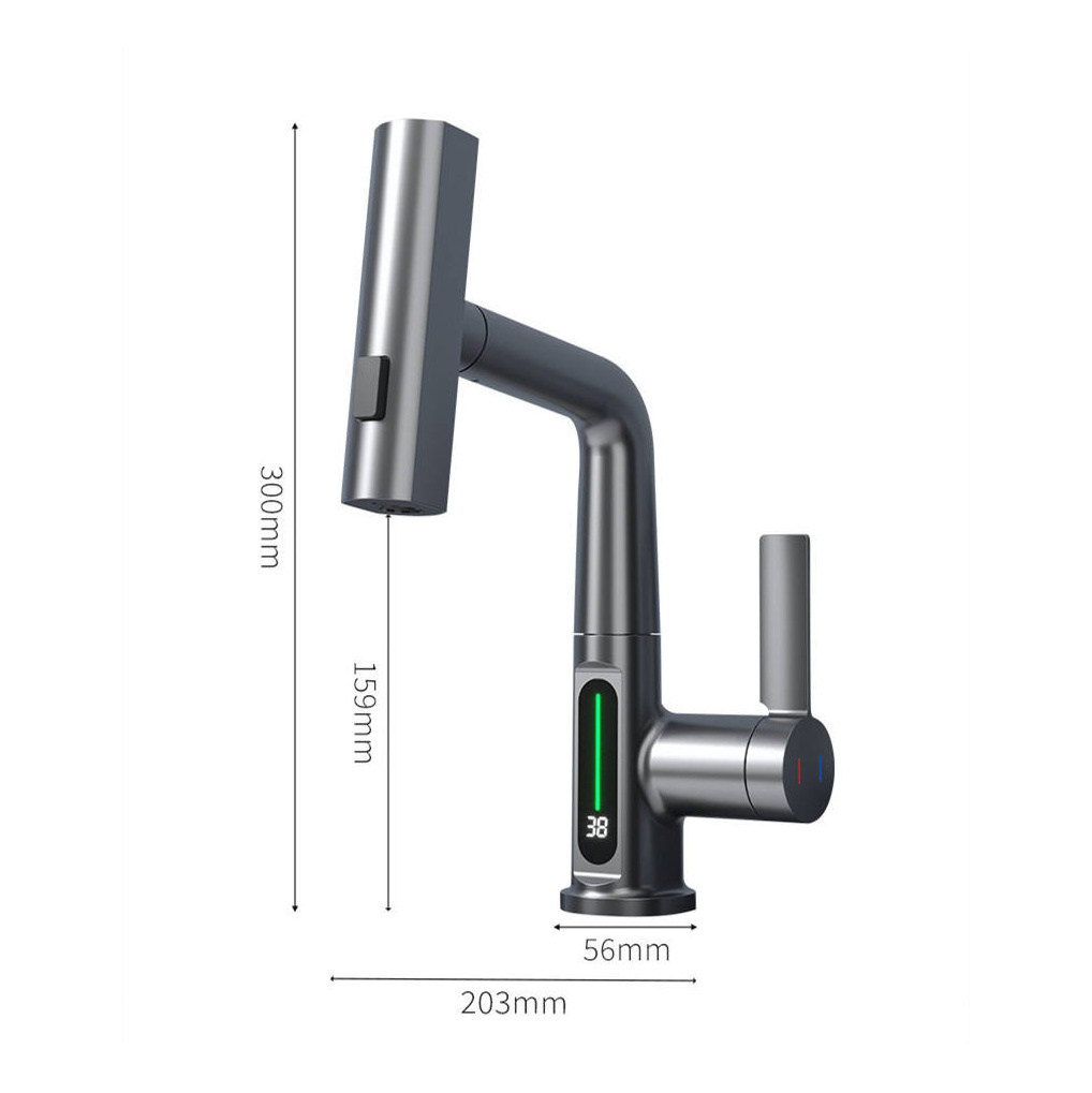 Intelligent Constant Temperature Digital Display Faucet For Tempered Glass Bathroom Sink