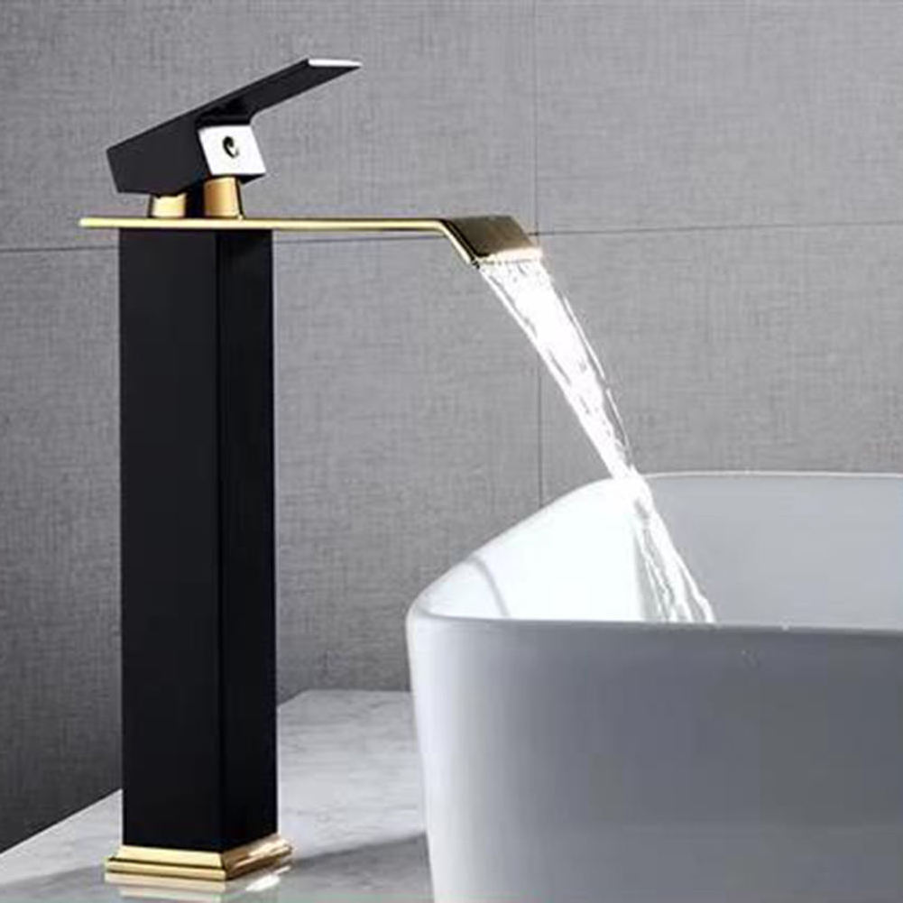 Black And Gold Bathroom Mixer lavatory Wash Basin Faucet Gold Basin Faucets