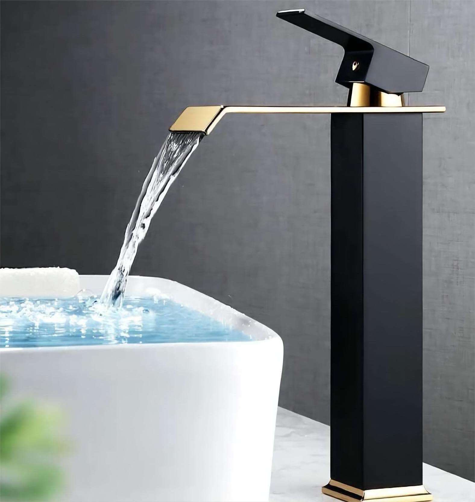 Black And Gold Bathroom Mixer lavatory Wash Basin Faucet Gold Basin Faucets