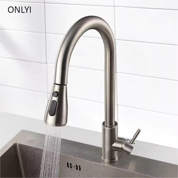 Pull down brushed nickel kitchen sprayer water mixer kitchen taps water faucet extension