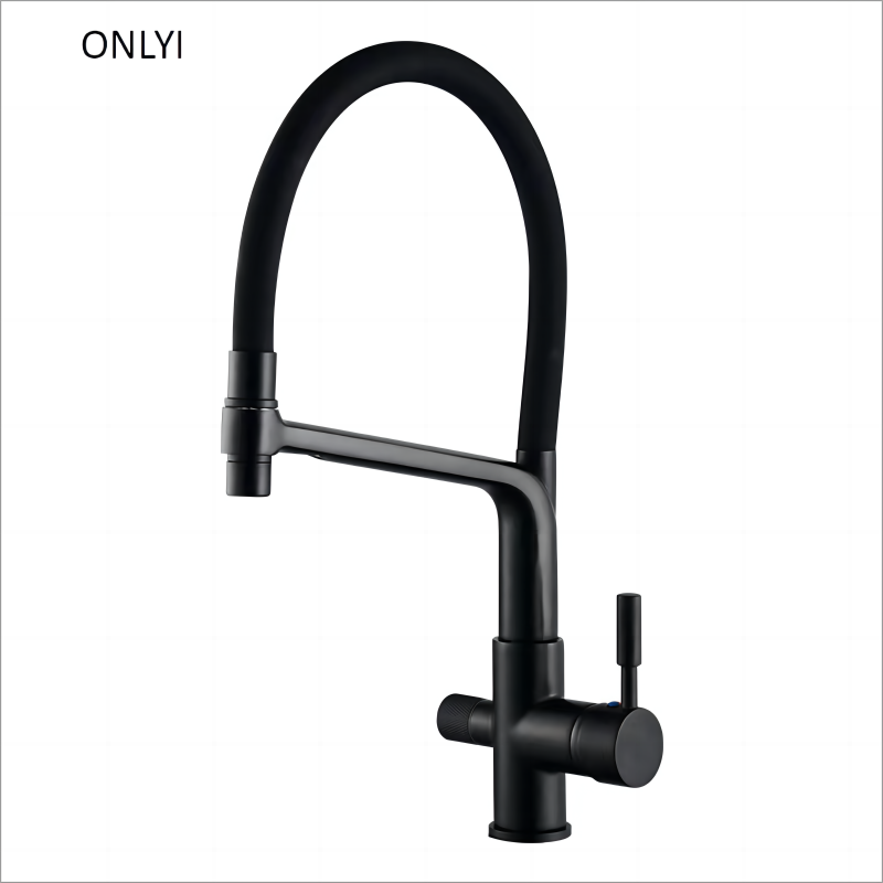 Hot Cold Sink Faucet Modern Ceramic Design Brass Brushed 3 Way Kitchen Faucet