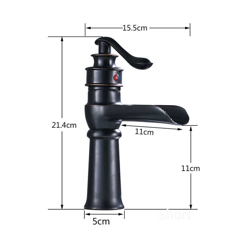 Waterfall Spout Single Lever Bathroom Sink Faucet Deck Mount One Hole Basin Mixer Taps Brass Hot and cold Basin Washing Taps