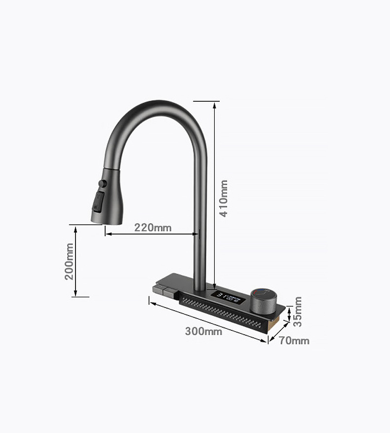 TOP1 Waterfall Sink Kitchen Sink Dishwashing Basin Multi-function Large Single Tank Kitchen Novel Kitchen Faucet Stainless Steel