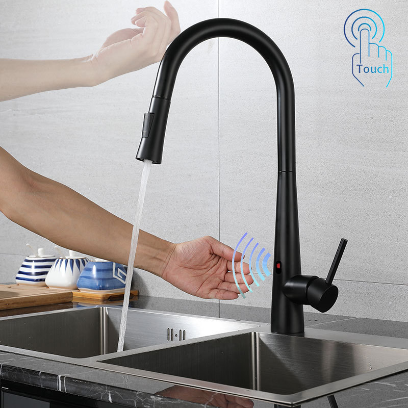 matte black kitchen faucet stainless steel 304 water tap modern kichen kitchen taps pull out sprayer kitchen mixer sink faucets