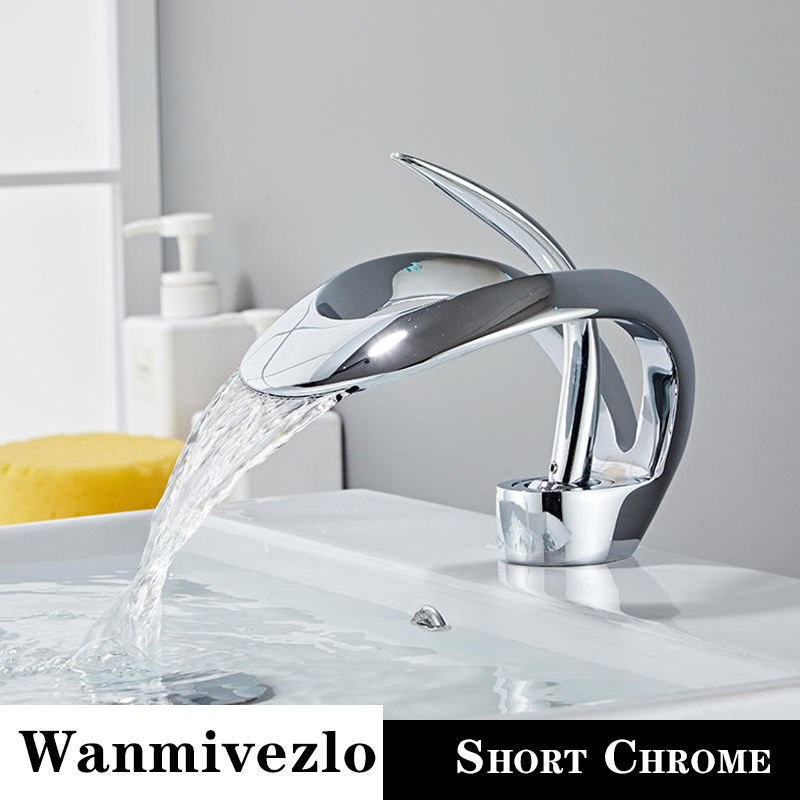 Creative Bathroom Basin Sink Faucet Brass Deck Mounted Single Handle Single Hole Stream Sprayer Cold Hot Water Mixer Bath Tap