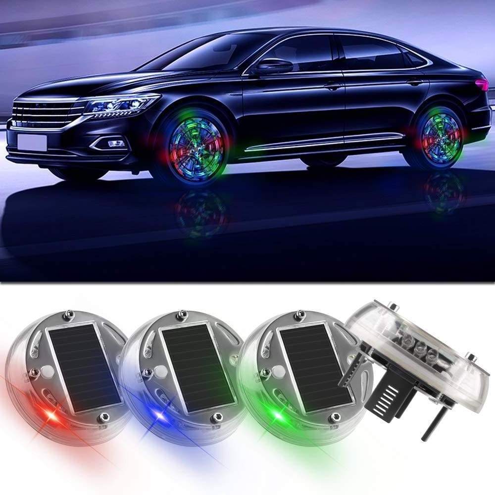 Universal 12 Leds Car Tire Wheel Lights Solar Energy Flashing Colorful Car Wheel Hub Led Light