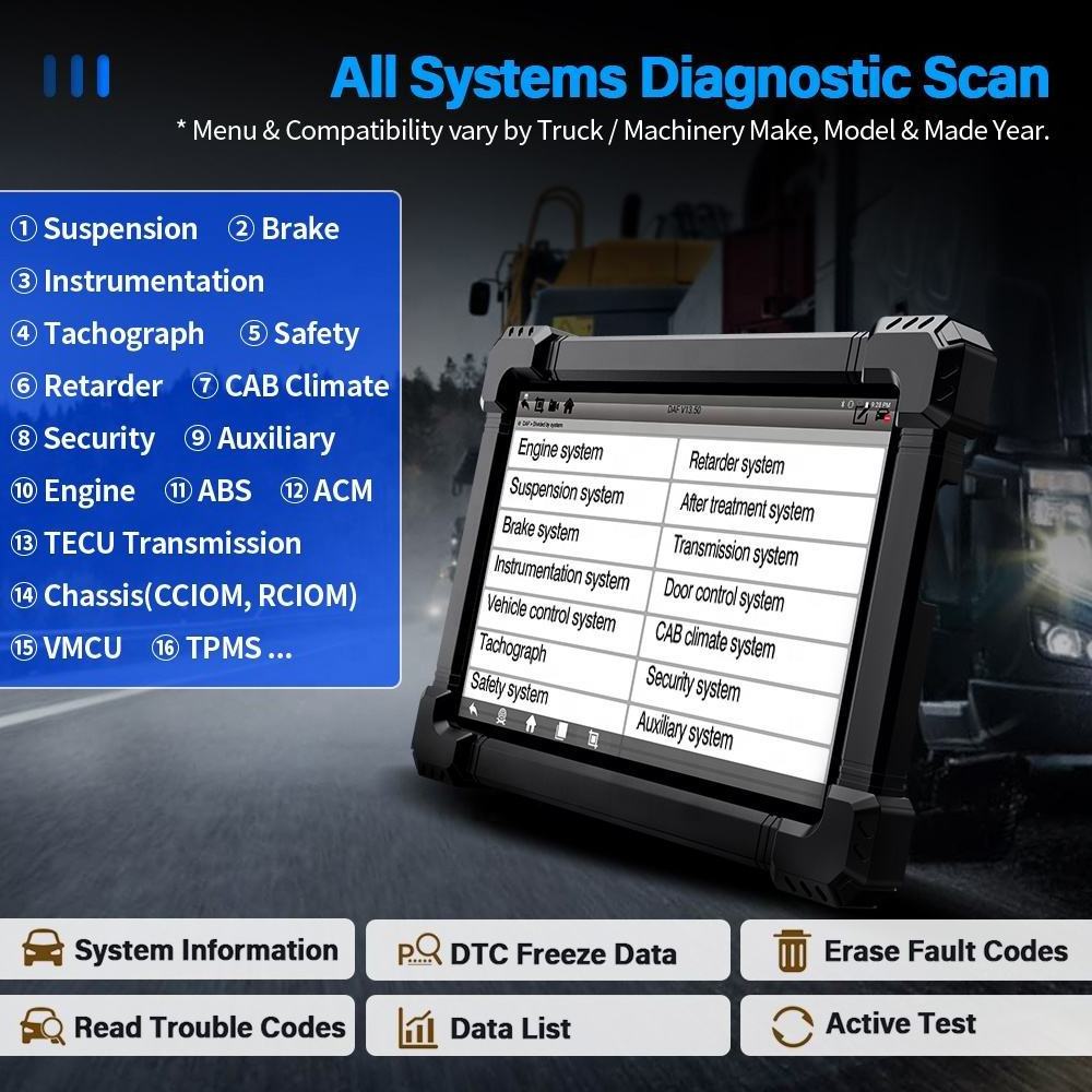 Ancel X7 HD Automotive Scanner Full System Injector Coding Reset Auto Diagnostic Truck Scanner Diagnostic Tools Heavy Duty Truck