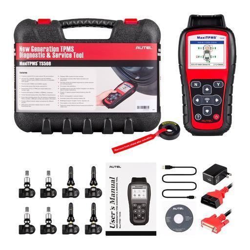 Autel MaxiTPMS TS508K Tire Pressure Monitoring System Reset TPMS Replacement Tool with 8pc Sensors