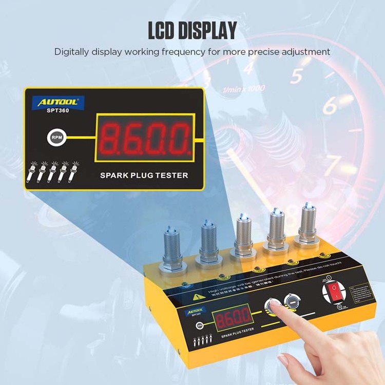 110V 220V AUTOOL Spt360 Lcd 5 Holes Auto Ignition Test High Voltage Car Spark Plug Tester Testing Machine