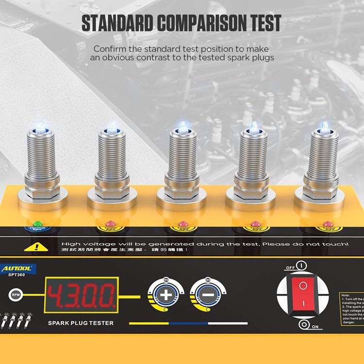 110V 220V AUTOOL Spt360 Lcd 5 Holes Auto Ignition Test High Voltage Car Spark Plug Tester Testing Machine