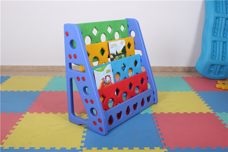 Preschool children bookshelf cartoon picture book shelf kids simple plastic bookcase for sale