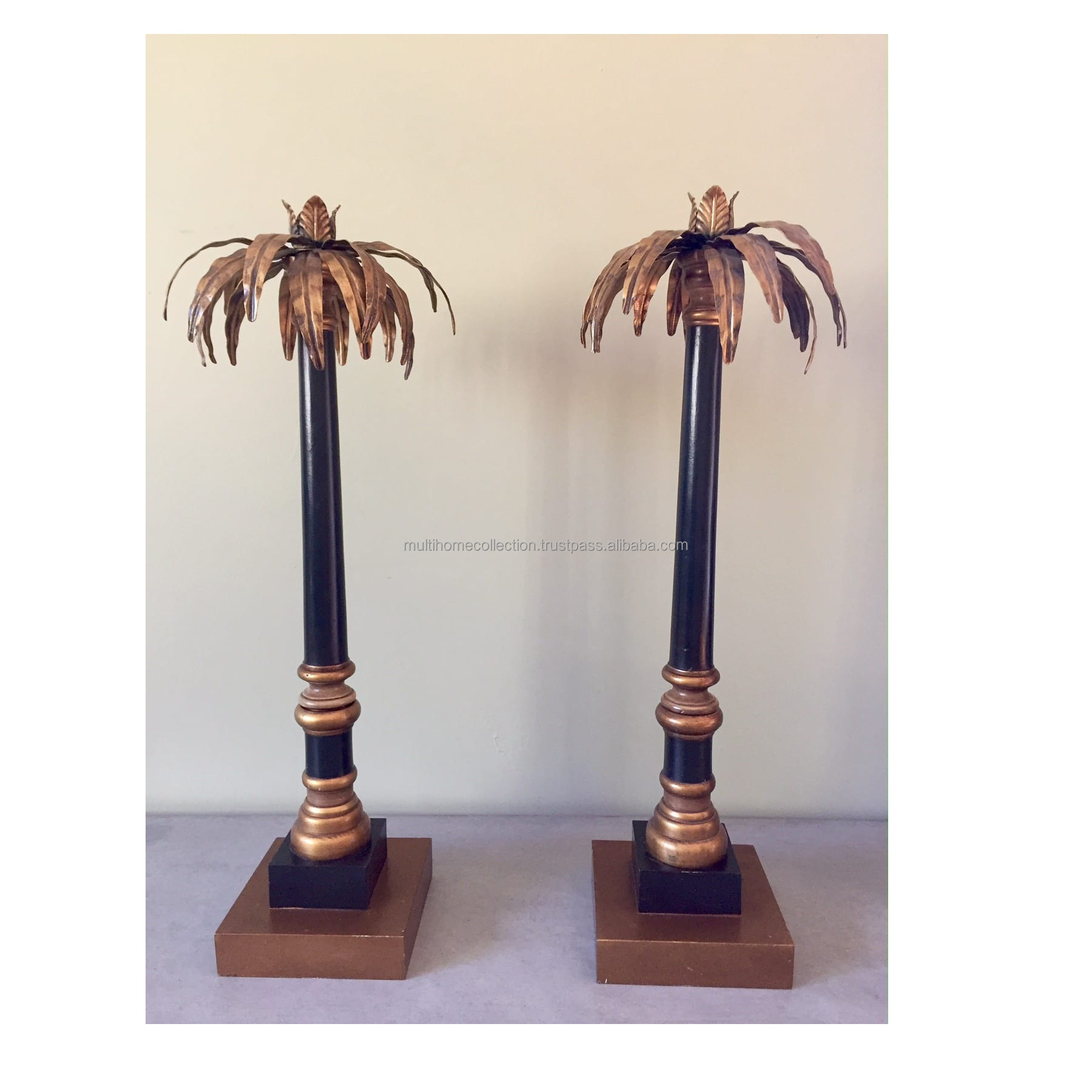 Solid Date Palm tree Design Candle Holder Candlestick Stand Gold Plated American Hotel Dinnerware natural Light Stick Holder