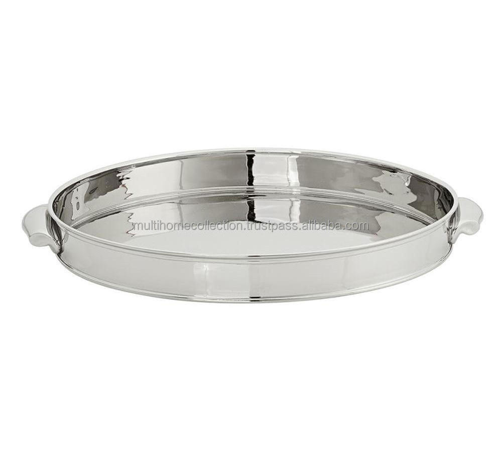 Decorative dinnerware Table Latest Serving Trays New Design Kitchen Collection New Year Stainless Steel Round Serving Tray