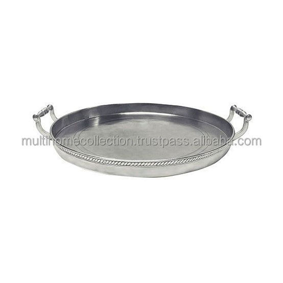 Decorative dinnerware Table Latest Serving Trays New Design Kitchen Collection New Year Stainless Steel Round Serving Tray