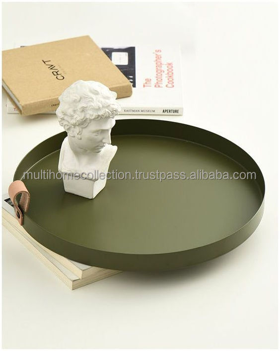 High Standard Garden Tea Juice Coffee Serving Metal Tray High Demanded OEM Customized Antique Serving Round Copper Tray